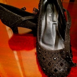 Big girl black bedazzled heels